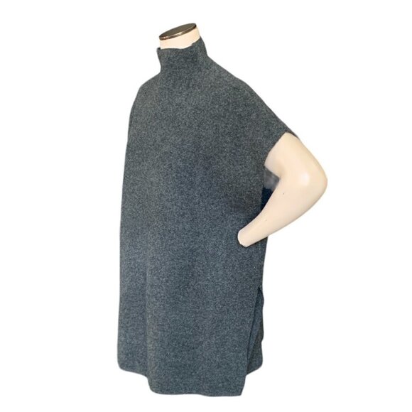 Zara Wool Blend Oversize Tunic Top/Poncho Sz M Charcoal Gray 126D - Picture 3 of 10